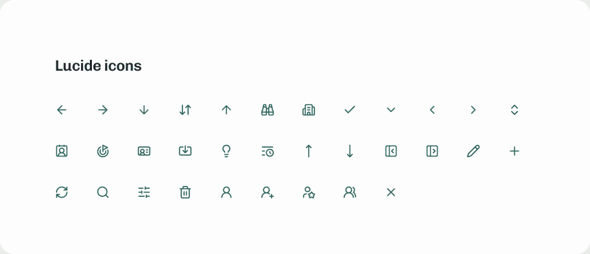 Evergreen icon set from Lucide