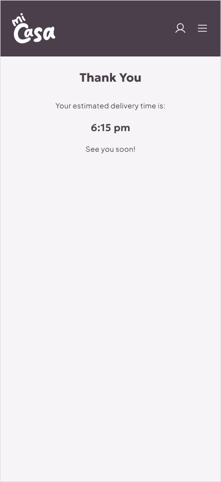 High-fidelity design: confirmation screen