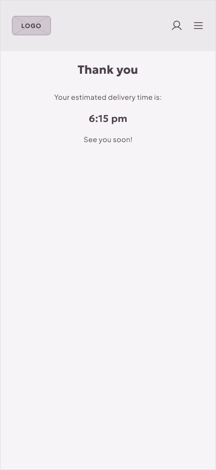 Wireframe: confirmation screen
